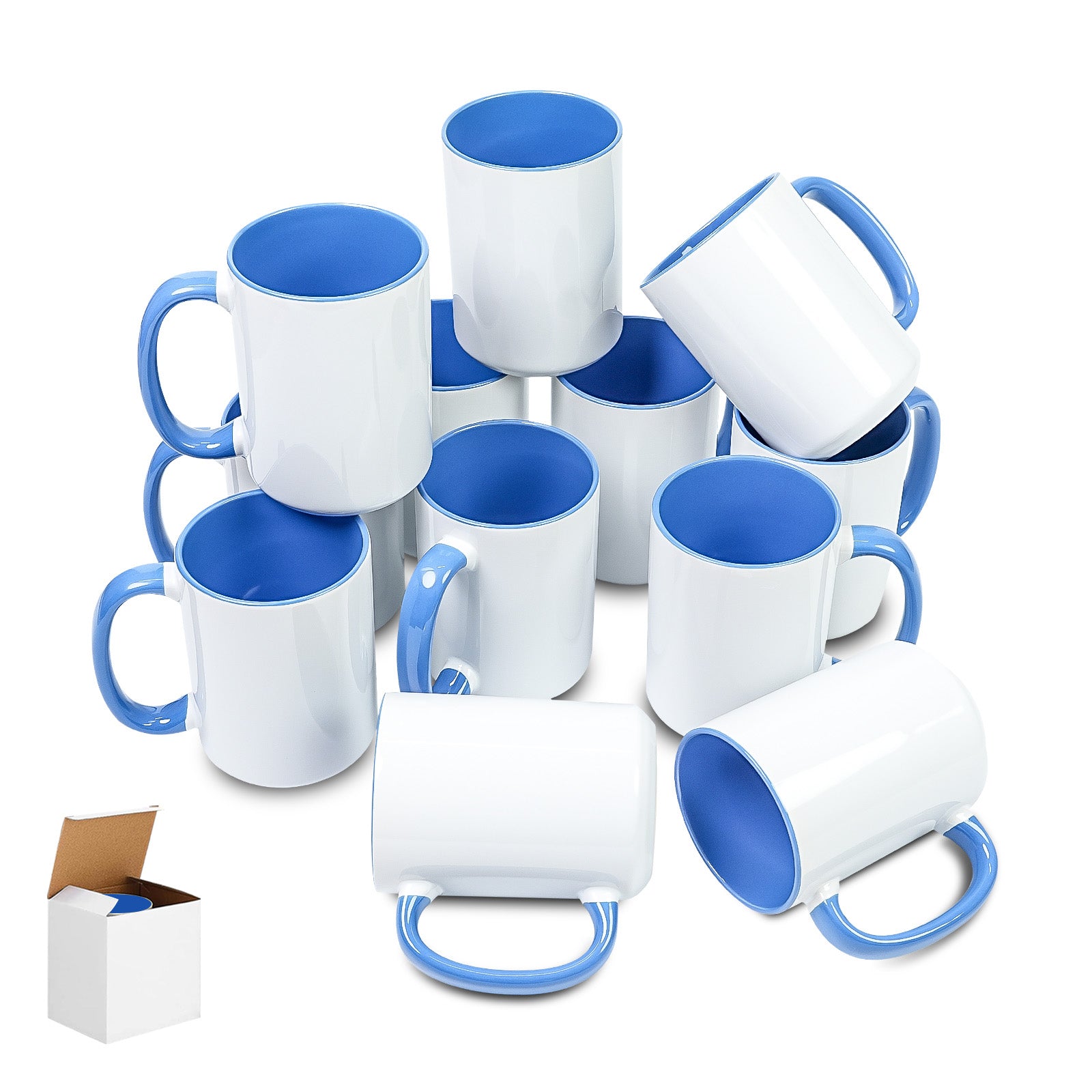 15oz Two-Tone Sublimation Mug Blanks with Colored Handle & Inner (Individual Box)