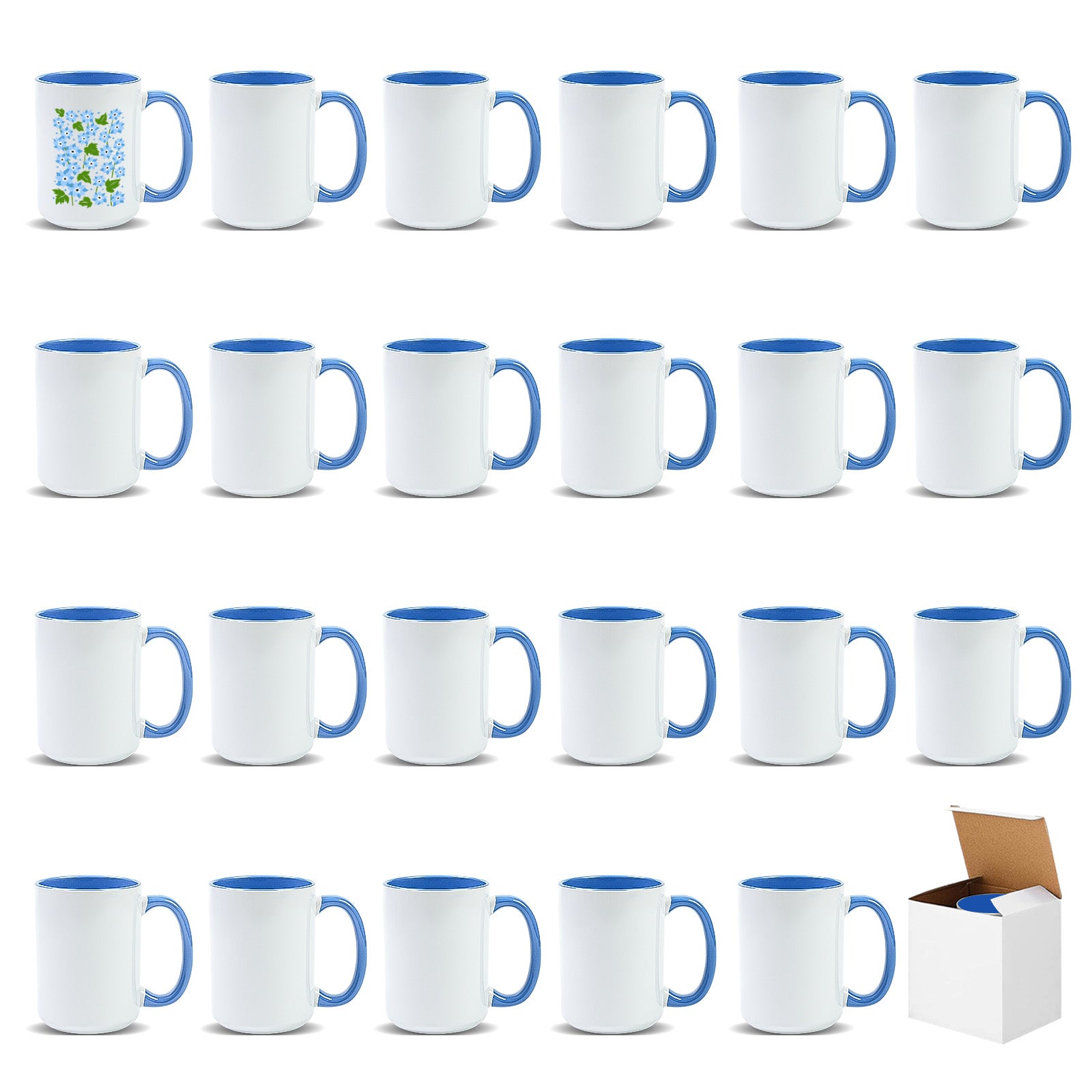 15oz Two-Tone Sublimation Mug Blanks with Colored Handle & Inner (Individual Box)