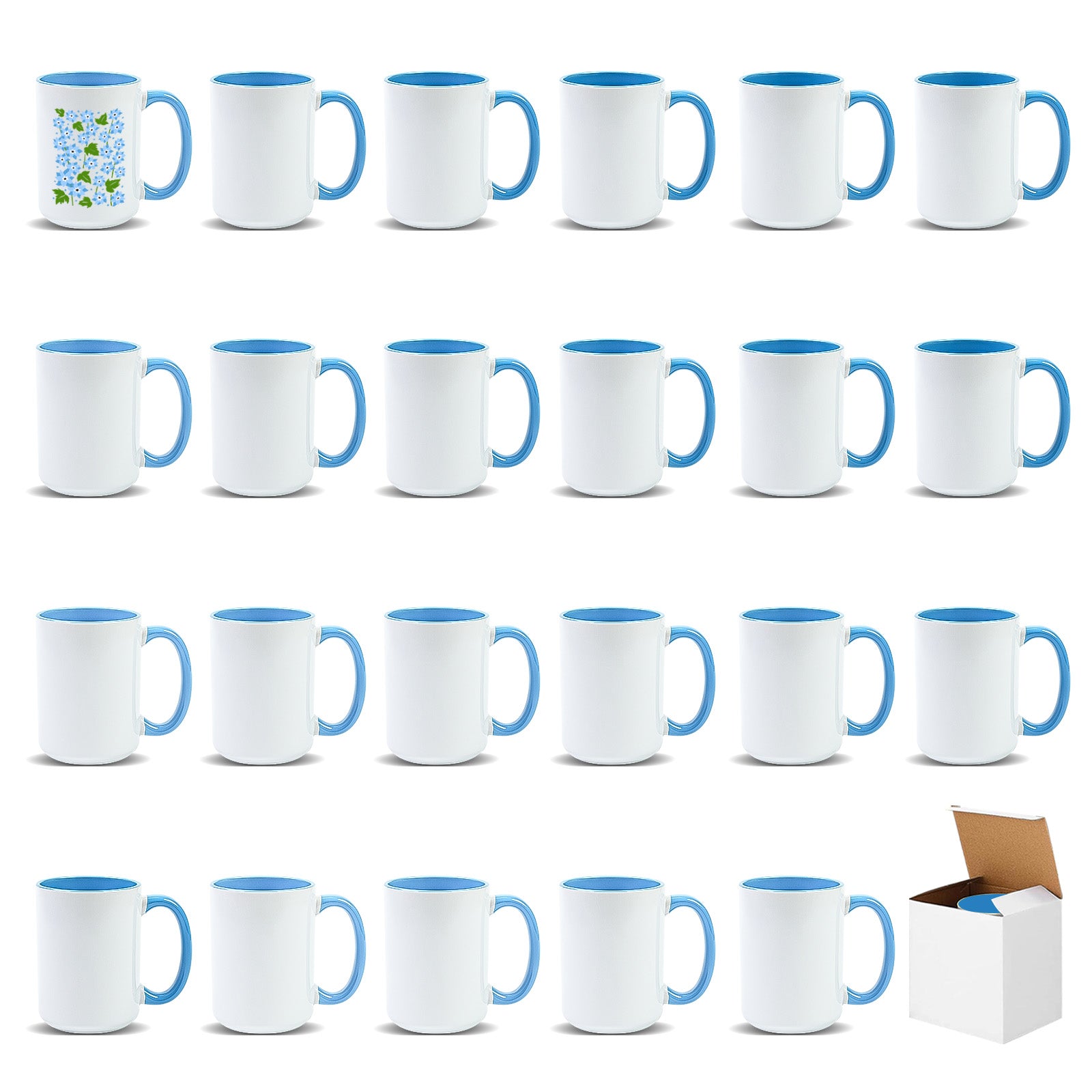 15oz Two-Tone Sublimation Mug Blanks with Colored Handle & Inner (Individual Box)