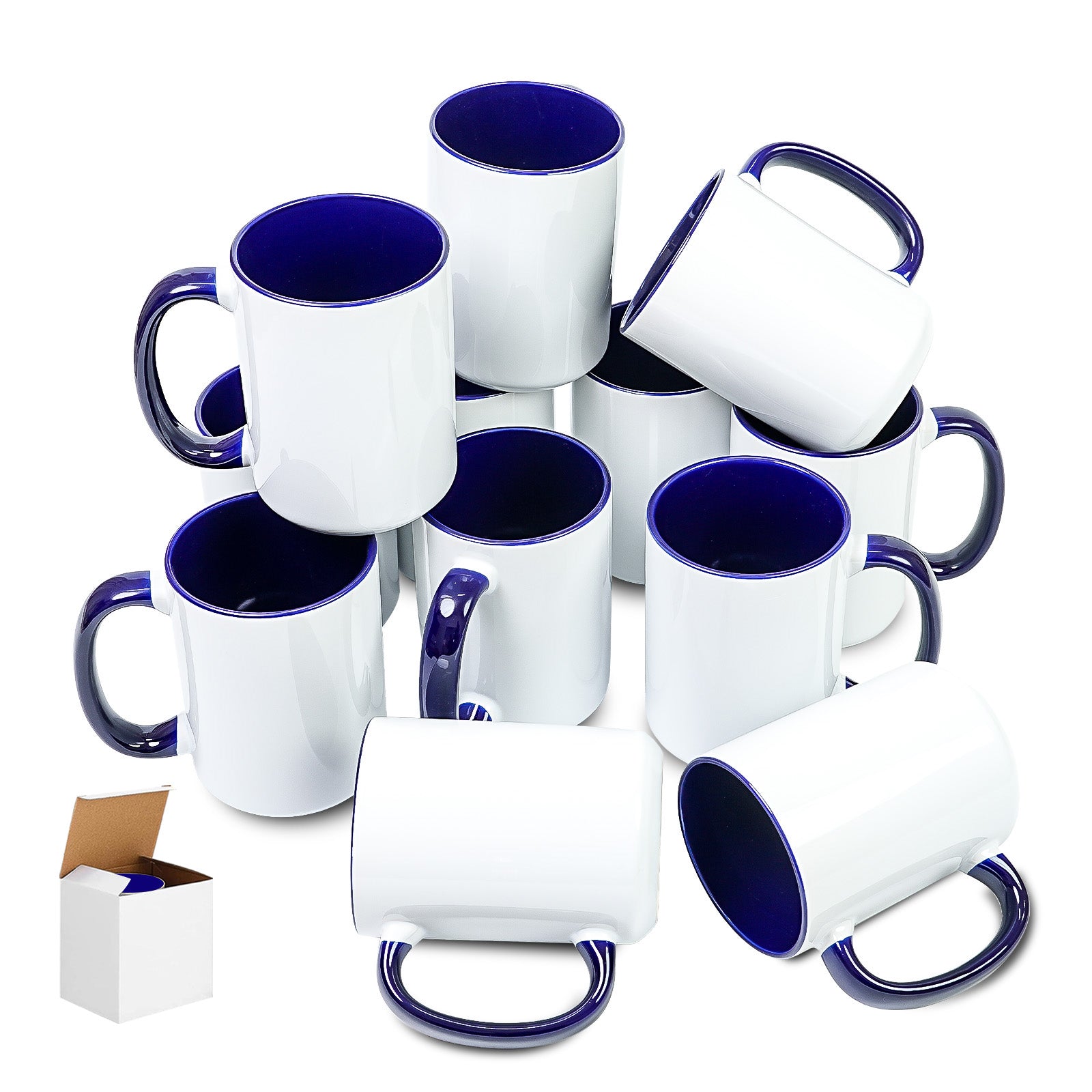 15oz Two-Tone Sublimation Mug Blanks with Colored Handle & Inner (Individual Box)