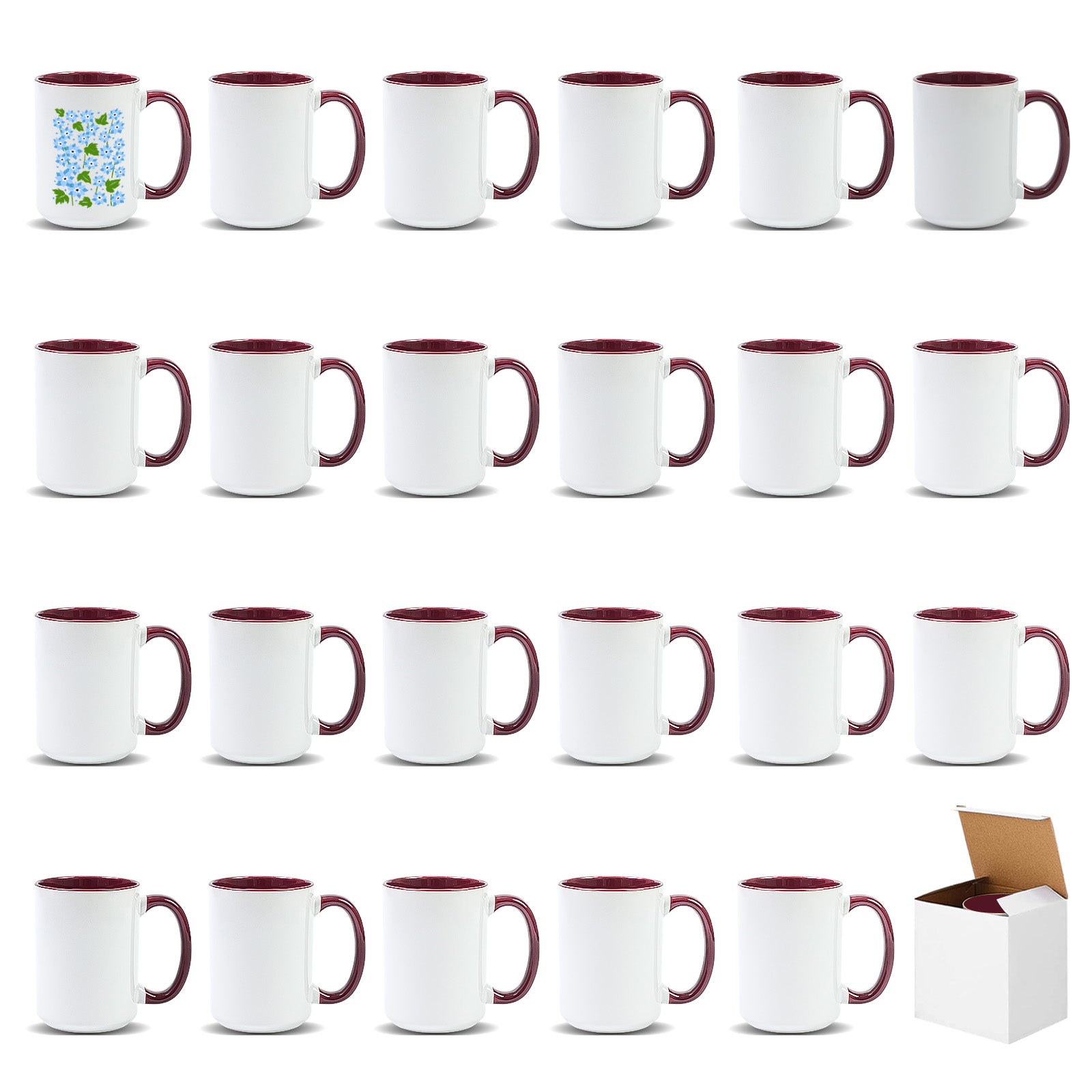 15oz Two-Tone Sublimation Mug Blanks with Colored Handle & Inner (Individual Box)