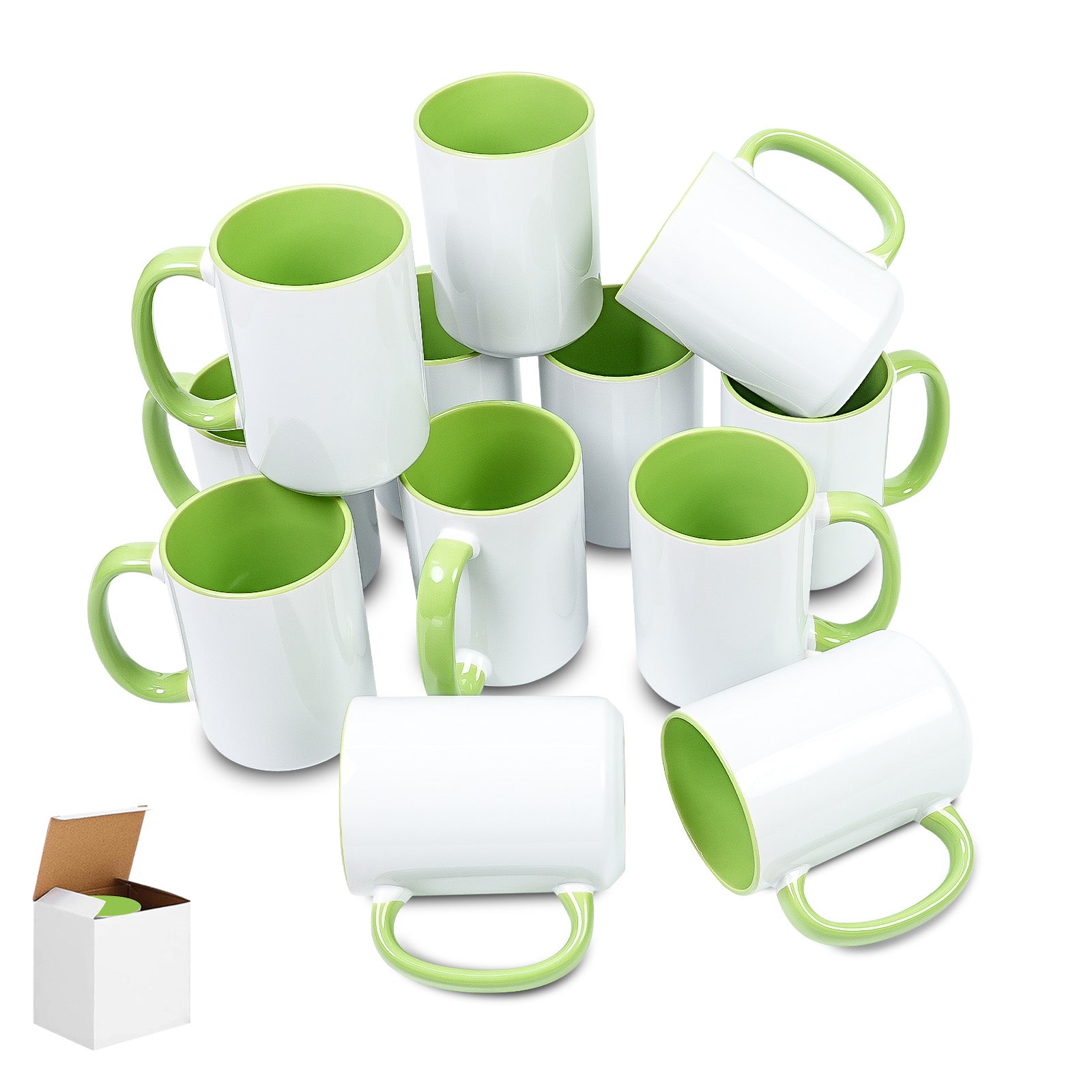 15oz Two-Tone Sublimation Mug Blanks with Colored Handle & Inner (Individual Box)