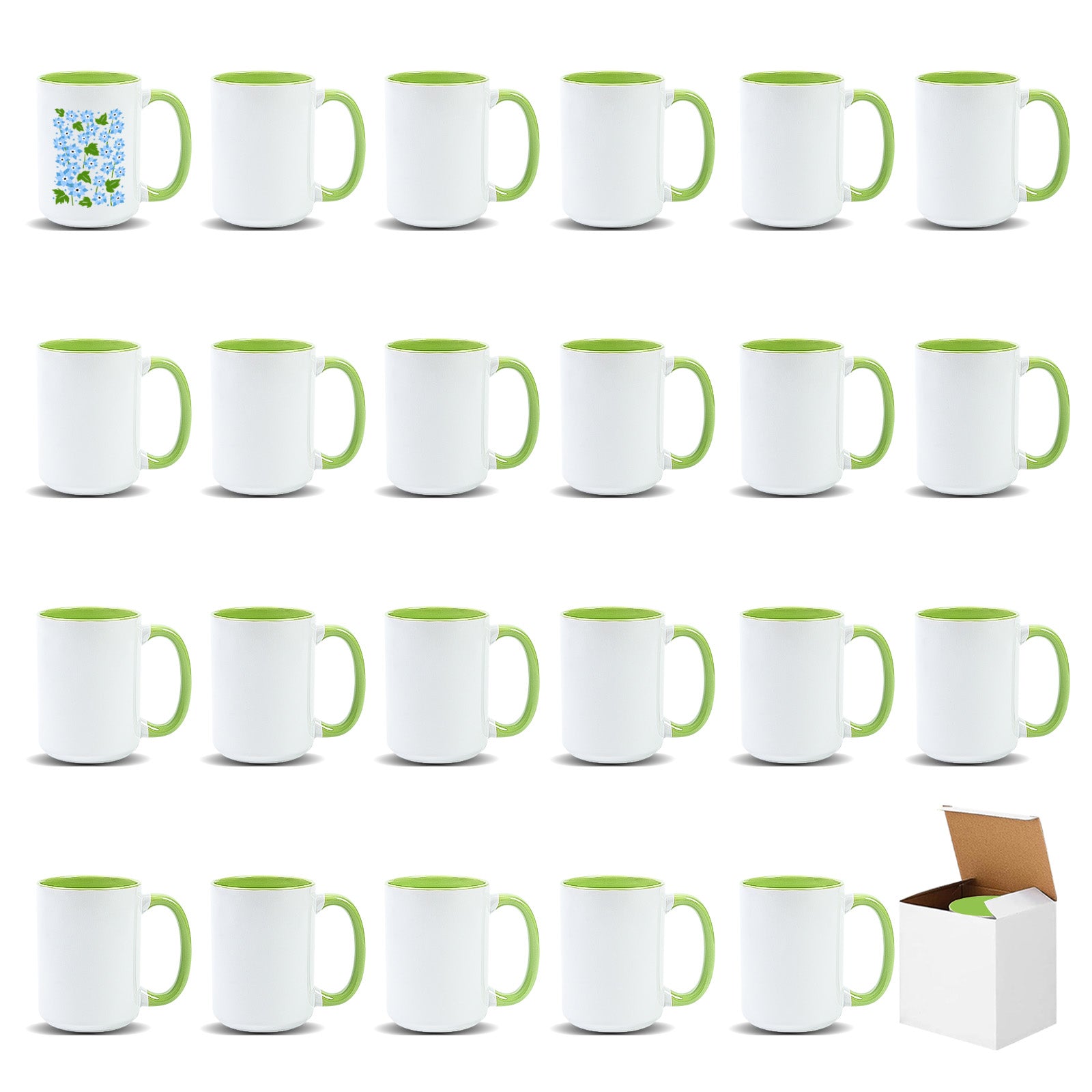 15oz Two-Tone Sublimation Mug Blanks with Colored Handle & Inner (Individual Box)