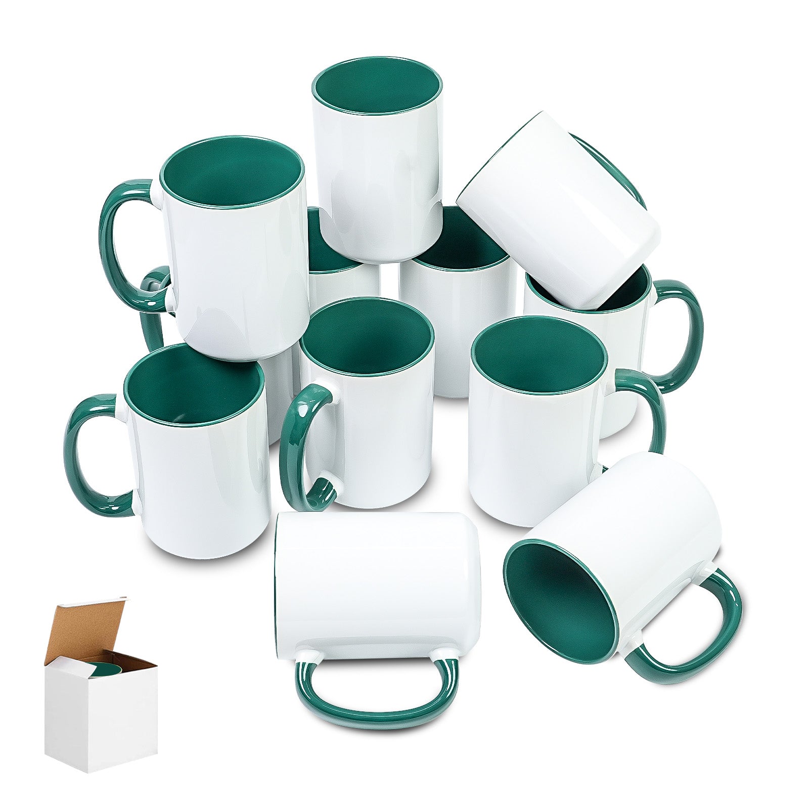 15oz Two-Tone Sublimation Mug Blanks with Colored Handle & Inner (Individual Box)