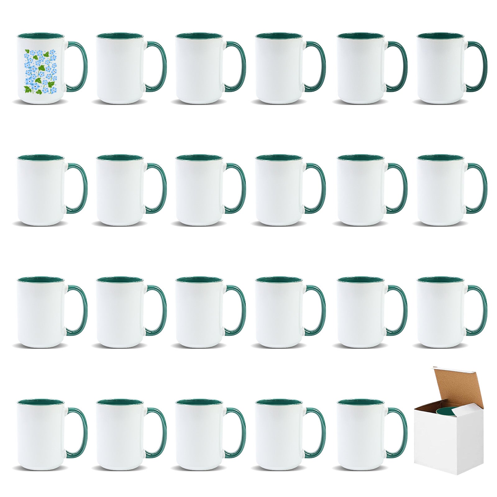 15oz Two-Tone Sublimation Mug Blanks with Colored Handle & Inner (Individual Box)