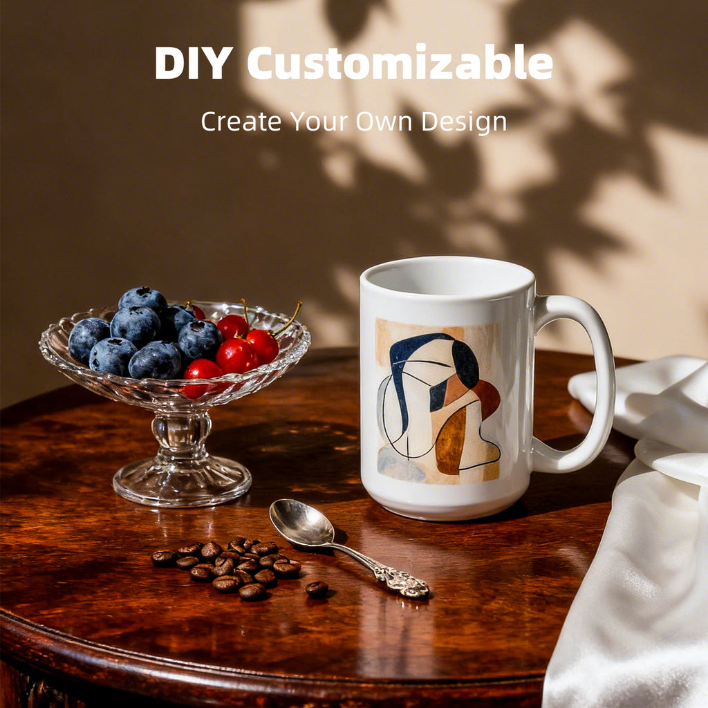 15oz Premium White Sublimation Mug Blanks with Individual Gift Box