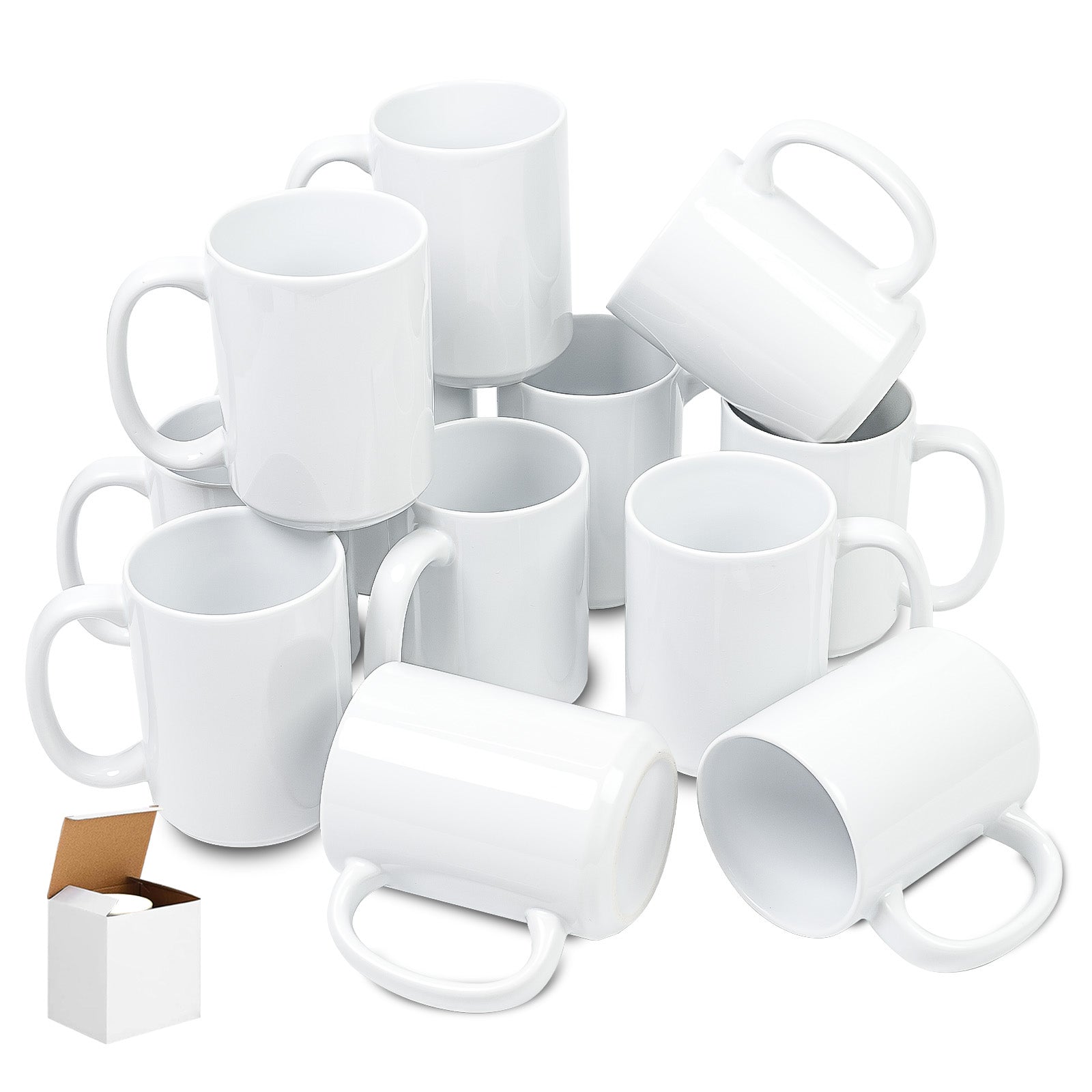 15oz Premium White Sublimation Mug Blanks with Individual Gift Box