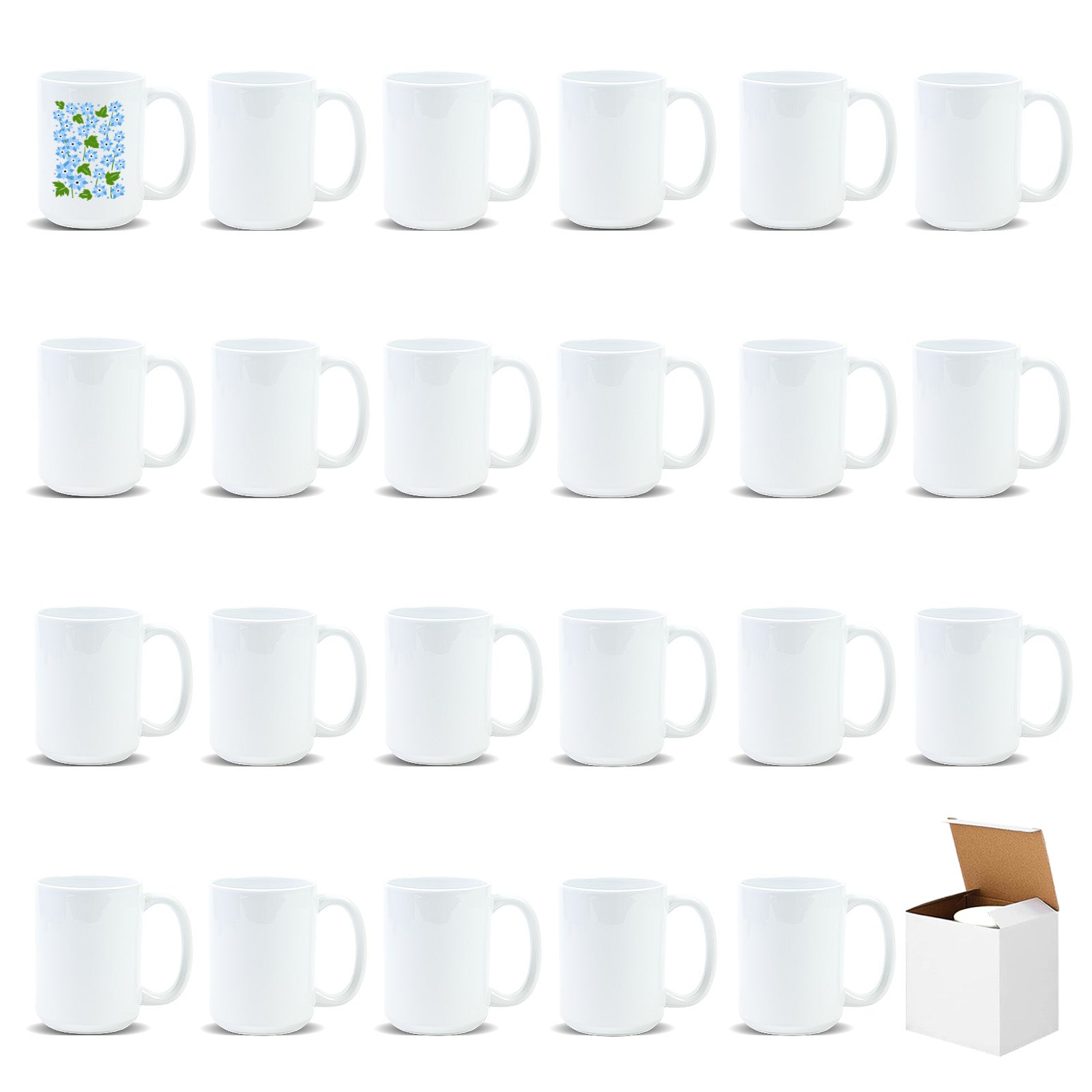 15oz Premium White Sublimation Mug Blanks with Individual Gift Box