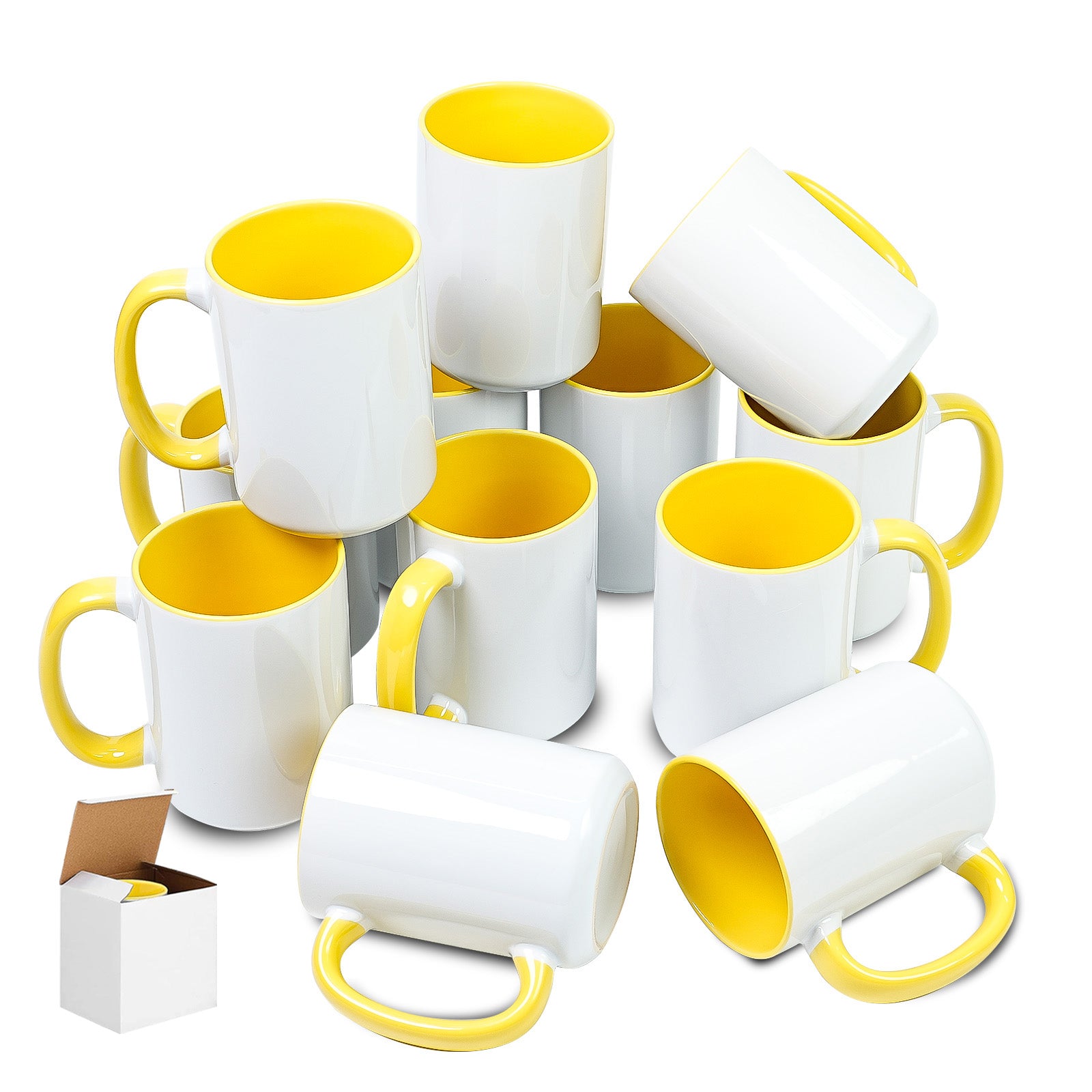 15oz Two-Tone Sublimation Mug Blanks with Colored Handle & Inner (Individual Box)