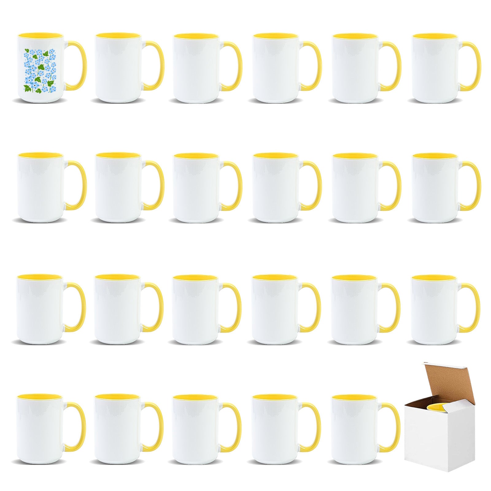 15oz Two-Tone Sublimation Mug Blanks with Colored Handle & Inner (Individual Box)